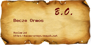 Becze Ormos névjegykártya